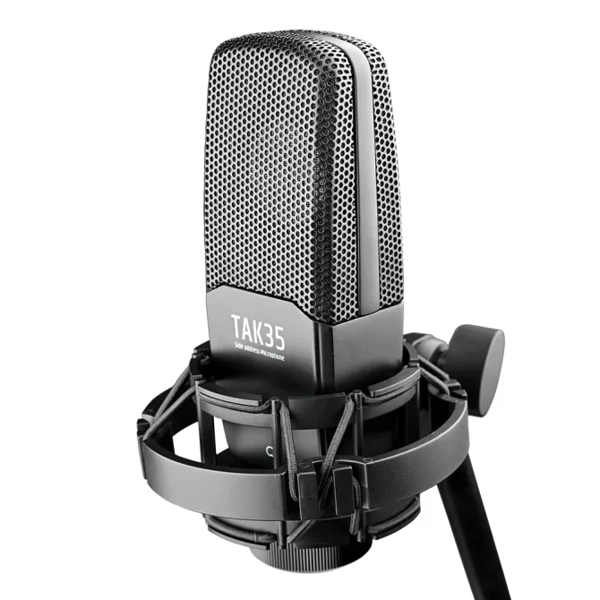 TAK35-1 Studio Recording Microphone. attached to a mic stand