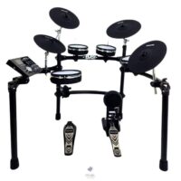 nux cm-7x electric drum kit, black in color all mesh drum set